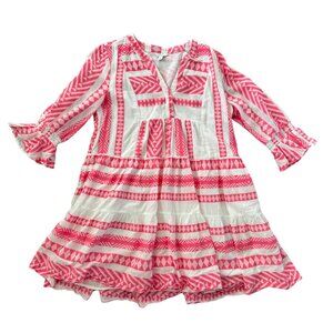 Crown & Ivy Pink and White Flowy Midi Dress Large